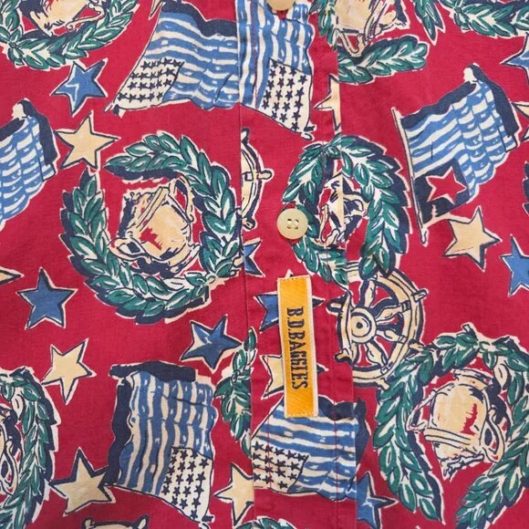 Vintage America's‎ Cup 1995 Short Sleeve Shirt Mens Large Red BD Baggies Cotton - Picture 5 of 8